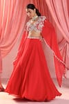 Buy_Seema Thukral_Red Choli Georgette Embroidery Sequins Cape Avni Raffesia Bloom Lehenga Set _at_Aza_Fashions