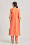 Shop_Asaga_Orange Organza, Chanderi, Muslin Embroidery Keyhole Floral A-line Kurta Set _at_Aza_Fashions