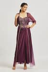 Buy_Asaga_Purple Silk Embroidered Sweetheart Isha Draped Skirt Set With Jacket _Online_at_Aza_Fashions