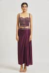 Asaga_Purple Silk Embroidered Sweetheart Isha Draped Skirt Set With Jacket _at_Aza_Fashions