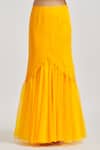Asaga_Yellow Raw Silk Embroidered Pre-draped Ruffle Saree With Hand Blouse _Online_at_Aza_Fashions