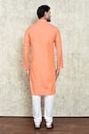 Shop_Arihant Rai Sinha_Orange Poly Cotton Plain Mandarin Collar Kurta Set_at_Aza_Fashions