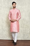 Buy_Arihant Rai Sinha_Pink Silk, Polyester Full Sleeve Solid Kurta Set _at_Aza_Fashions