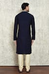 Shop_Arihant Rai Sinha_Blue Silk, Chanderi Embroidery Placket Kurta Set _at_Aza_Fashions