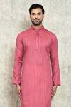 Buy_Arihant Rai Sinha_Pink Polyester, Cotton Embroidery Solid Straight Kurta And Churidar Set _Online_at_Aza_Fashions
