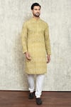 Buy_Arihant Rai Sinha_Yellow Kurta Cotton Printed Floral And Pant Set _at_Aza_Fashions