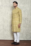 Arihant Rai Sinha_Yellow Kurta Cotton Printed Floral And Pant Set _at_Aza_Fashions