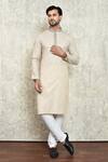 Buy_Arihant Rai Sinha_Beige Kurta Cotton Embroidered Abstract Plain And Pant Set _at_Aza_Fashions