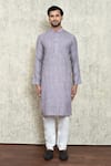 Buy_Arihant Rai Sinha_Purple Kurta Cotton Solid Plain And Pant Set _Online_at_Aza_Fashions