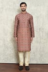 Buy_Arihant Rai Sinha_Red Kurta Jacquard Printed Mandala Spades And Pant Set _Online_at_Aza_Fashions