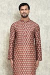 Shop_Arihant Rai Sinha_Red Kurta Jacquard Printed Mandala Spades And Pant Set _Online_at_Aza_Fashions