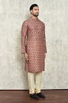 Arihant Rai Sinha_Red Kurta Jacquard Printed Mandala Spades And Pant Set _at_Aza_Fashions