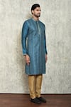 Buy_Arihant Rai Sinha_Blue Jersey, Polyester Embroidery Floral Kurta And Pant Set 