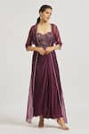 Buy_Asaga_Purple Silk Embroidered Sweetheart Isha Draped Skirt Set With Jacket 