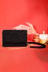 Buy_House Of Kosha_Black Crystals, Beads Cathy Embellished Clutch _at_Aza_Fashions