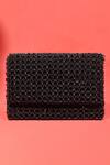 House Of Kosha_Black Crystals, Beads Cathy Embellished Clutch _Online_at_Aza_Fashions