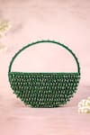 Shop_House of Kosha_Green Embellished Clara Moon Shaped Bag _at_Aza_Fashions