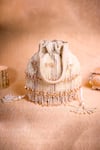Shop_House Of Kosha_Ivory Pearls, Beads, Crystals Rayna Embellished Potli Bag _at_Aza_Fashions
