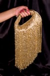 Buy_House of Kosha_Gold Cutdana And Bead Bailey Cut Embellished Hand Bag_at_Aza_Fashions