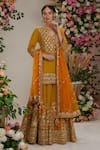 Buy_Preeti S Kapoor_Yellow Kurta And Sharara Georgette Embroidered Gota Floral Set _at_Aza_Fashions