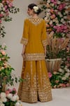 Preeti S Kapoor_Yellow Kurta And Sharara Georgette Embroidered Gota Floral Set _Online_at_Aza_Fashions