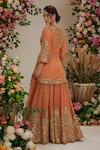 Preeti S Kapoor_Peach Dupatta Organza Embellished Gota Notched Floral Kurta Sharara Set _Online_at_Aza_Fashions