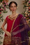 Shop_Preeti S Kapoor_Pink Kurta And Sharara Silk Embroidered Gota Leaf Set _at_Aza_Fashions