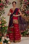 Buy_Preeti S Kapoor_Pink Kurta And Sharara Silk Embroidered Gota Leaf Set _at_Aza_Fashions