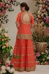 Preeti S Kapoor_Orange Dupatta Organza Embroidered Gota Round Floral Silk Kurta Sharara Set _Online_at_Aza_Fashions