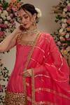 Shop_Preeti S Kapoor_Pink Kurta And Gharara Silk Embroidered Gota Square Floral Set _at_Aza_Fashions