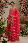 Buy_Preeti S Kapoor_Pink Kurta And Gharara Silk Embroidered Gota Square Floral Set _at_Aza_Fashions