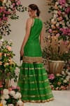 Preeti S Kapoor_Green Kurta And Gharara Silk Embroidered Gota Round Floral Set _Online_at_Aza_Fashions