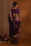 Priyal Bhardwaj_Purple Pure Silk Hand Embroidered Zari Surplice Neck Wrap Blouse _Online_at_Aza_Fashions