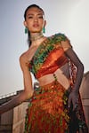 Garima Karwariya Designs_Orange Net Hand Embroidered Sequins One The Raffish Reflecting Gown _Online_at_Aza_Fashions
