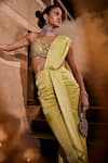 Garima Karwariya Designs_Green Blouse Net Sweetheart Neck The Iris Pre-draped Saree With Embroidered _Online_at_Aza_Fashions