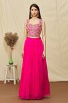 Khwaab By Sanjana Lakhani_Pink Soft Silk Sequin And Aari Work Cape Lehenga Set_Online_at_Aza_Fashions