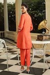 Shop_Dohr India_Coral Kurta Jacquard (94% 6% Myra Thread Set  _at_Aza_Fashions