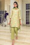 Buy_Dohr India_Green Viscose, Cotton, Velvet, Silk Lace, Nehal Botanical Print Short Kurta Set _at_Aza_Fashions