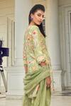 Shop_Dohr India_Green Viscose, Cotton, Velvet, Silk Lace, Nehal Botanical Print Short Kurta Set _at_Aza_Fashions