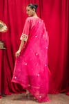 Shop Dohr India Pink Silk, Cotton, Organza, Chanderi Sequins, Rani Placement Kurta Set at Aza Fashions Shop_Dohr India_Pink Silk, Cotton, Organza, Chanderi Sequins, Rani Placement Kurta Set _at_Aza_Fashions