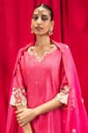 Buy Dohr India Pink Silk, Cotton, Organza, Chanderi Sequins, Rani Placement Kurta Set Online at Aza Fashions Buy_Dohr India_Pink Silk, Cotton, Organza, Chanderi Sequins, Rani Placement Kurta Set _Online_at_Aza_Fashions