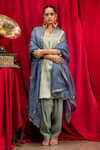 Buy Dohr India Blue Tissue, Silk, Organza Sequins, Embroidery V-neck Saanvi A-line Kurta Set at Aza Fashions Buy_Dohr India_Blue Tissue, Silk, Organza Sequins, Embroidery V-neck Saanvi A-line Kurta Set _at_Aza_Fashions