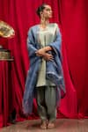 Buy Dohr India Blue Tissue, Silk, Organza Sequins, Embroidery V-neck Saanvi A-line Kurta Set Online at Aza Fashions Buy_Dohr India_Blue Tissue, Silk, Organza Sequins, Embroidery V-neck Saanvi A-line Kurta Set _Online_at_Aza_Fashions