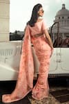 Shop_Dohr India_Pink Saree Organza (100% Ameera Pre-draped With Unstitched Blouse _at_Aza_Fashions