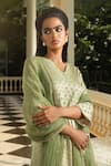 Dohr India Green Modal, Cotton, Silk Sequins, Kimaya Floral Print Kurta Pant Set Online at Aza Fashions Dohr India_Green Modal, Cotton, Silk Sequins, Kimaya Floral Print Kurta Pant Set _Online_at_Aza_Fashions