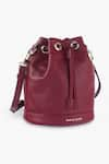 Buy_Tan & Loom_Maroon Plain Bombay Leather Bucket Bag _Online_at_Aza_Fashions