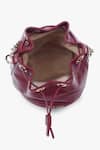 Tan & Loom_Maroon Plain Bombay Leather Bucket Bag _at_Aza_Fashions