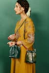 Tan & Loom_Green Plain Bombay Leather Bucket Bag _Online_at_Aza_Fashions