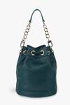 Buy_Tan & Loom_Green Plain Bombay Leather Bucket Bag _Online_at_Aza_Fashions