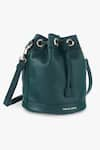 Shop_Tan & Loom_Green Plain Bombay Leather Bucket Bag _Online_at_Aza_Fashions